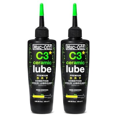 Muc-Off C3 Dry Chain Lube 120ml, 2pk – Ceramiczny Smar do Łańcucha Rowerowego, Olej do Łańcucha Rowerowego, Olej do Smarowania Łańcucha – Wosk i Olej do Łańcucha do Suchych Warunków Pogodowych Muc-Off C3 Dry Chain Lube 120ml, 2pk – Ceramiczny Smar do Łańcucha Rowerowego, Olej do Łańcucha Rowerowego, Olej do Smarowania Łańcucha – Wosk i Olej do Łańcucha do Suchych Warunków Pogodowych