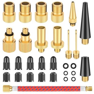 Ro-bicyclepumpadapter-30pcs Romon Zestaw 30 adapterów do wentyli rowerowych, wszystkie adaptery do wentyli rowerowych, SV AV DV, adapter do pompki z pierścieniem uszczelniającym, francuskim adapterem do pompki rowerowej, igły do Ro-bicyclepumpadapter-30pcs Romon Zestaw 30 adapterów do wentyli rowerowych, wszystkie adaptery do wentyli rowerowych, SV AV DV, adapter do pompki z pierścieniem uszczelniającym, francuskim adapterem do pompki rowerowej, igły do