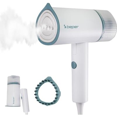 BEPER P204FER210 Przenośna, składana pionowa parownica do ubrań – 1200 W, strumień pary 18 g/min, wyjmowany zbiornik 100 ml, w zestawie szczotka do usuwania kłaczków, odpowiednia do wszystkich tkanin BEPER P204FER210 Przenośna, składana pionowa parownica do ubrań – 1200 W, strumień pary 18 g/min, wyjmowany zbiornik 100 ml, w zestawie szczotka do usuwania kłaczków, odpowiednia do wszystkich tkanin