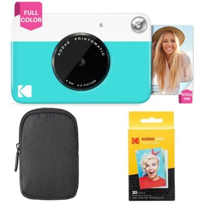 Kodak Printomatic Aparat natychmiastowy (niebieski) zestaw podstawowy + papier cynkowy (20 arkuszy) + etui deluxe + wygodny pasek na szyję Kodak Printomatic Aparat natychmiastowy (niebieski) zestaw podstawowy + papier cynkowy (20 arkuszy) + etui deluxe + wygodny pasek na szyję