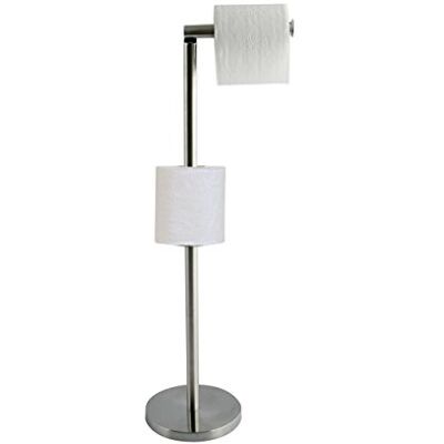 MSV Stojak na papier toaletowy stojący szer. x wys. x gł.: 15 x 60 x 15 cm, wolnostojący uchwyt na papier toaletowy o wyglądzie stali nierdzewnej, szlachetny uchwyt na rolki do WC jako zapasowy uchwyt MSV Stojak na papier toaletowy stojący szer. x wys. x gł.: 15 x 60 x 15 cm, wolnostojący uchwyt na papier toaletowy o wyglądzie stali nierdzewnej, szlachetny uchwyt na rolki do WC jako zapasowy uchwyt