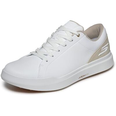 214128 Skechers Luźne dopasowanie: wodoodporne buty golfowe GO Drive 6 dla mężczyzn, białe/naturalne, 45 EU 214128 Skechers Luźne dopasowanie: wodoodporne buty golfowe GO Drive 6 dla mężczyzn, białe/naturalne, 45 EU