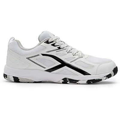 HBFS-2M051-2-9 HUNDRED Xoom Non-Marking Professional Badminton Shoes for Men Material: Faux Leather Suitable for Indoor Tennis, Squash, Table Tennis, Basketball & Padel (Black/White, Size: EU 43, UK 9, US 10) HBFS-2M051-2-9 HUNDRED Xoom Non-Marking Professional Badminton Shoes for Men Material: Faux Leather Suitable for Indoor Tennis, Squash, Table Tennis, Basketball & Padel (Black/White, Size: EU 43, UK 9, US 10)