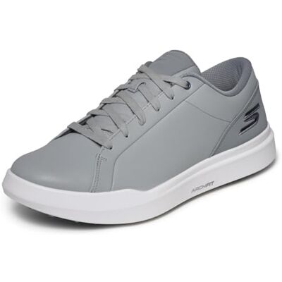 214128 Skechers Męskie buty golfowe Drive 6 Arch Fit ze skóry o luźnym kroju bez kolców, szary, 9 214128 Skechers Męskie buty golfowe Drive 6 Arch Fit ze skóry o luźnym kroju bez kolców, szary, 9