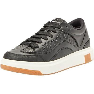 XUX193 Armani Exchange Męskie buty Venice, wytłoczone logo, Chunky Sneaker, czarne, 41 EU, czarny, 41 EU XUX193 Armani Exchange Męskie buty Venice, wytłoczone logo, Chunky Sneaker, czarne, 41 EU, czarny, 41 EU