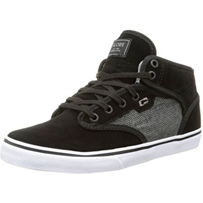 Gbmotleym_Black Suede/Woven Globe Motley Mid męskie buty do jazdy na deskorolce, Czarny czarny zamsz tkany 43 EU Gbmotleym_Black Suede/Woven Globe Motley Mid męskie buty do jazdy na deskorolce, Czarny czarny zamsz tkany 43 EU