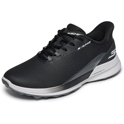 214147 Skechers GO Wodoodporne męskie buty golfowe z materiału syntetycznego, sznurowane, mniej kolców, czarne/białe, rozmiar 45 214147 Skechers GO Wodoodporne męskie buty golfowe z materiału syntetycznego, sznurowane, mniej kolców, czarne/białe, rozmiar 45