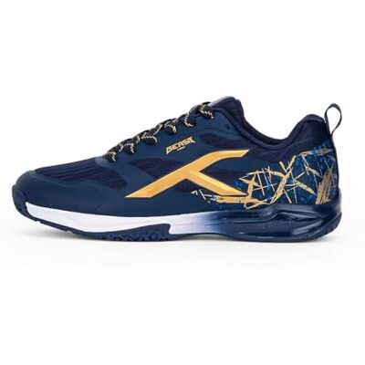 HBFS-2M098-3-41 HUNDRED Beast Max Non-Marking Professional Badminton Shoes for Men Material: Polyester, TPU Suitable for Indoor Tennis, Squash, Table Tennis, Basketball & Padel (Navy/Gold, EU 40, UK 6, US 7) HBFS-2M098-3-41 HUNDRED Beast Max Non-Marking Professional Badminton Shoes for Men Material: Polyester, TPU Suitable for Indoor Tennis, Squash, Table Tennis, Basketball & Padel (Navy/Gold, EU 40, UK 6, US 7)