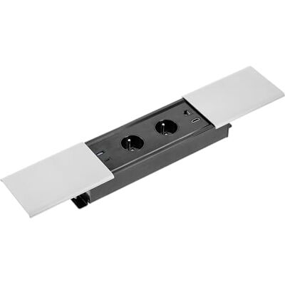 GTV Gniazdo meblowe Prestino, 2 x gniazdko Schuko, 1 x USB A, 1 x USB C, 1 x RJ45 1 x HDMI, długość kabla 1,5 m, kolor srebrny, do biurka, blatu stołu, kuchni i biura GTV Gniazdo meblowe Prestino, 2 x gniazdko Schuko, 1 x USB A, 1 x USB C, 1 x RJ45 1 x HDMI, długość kabla 1,5 m, kolor srebrny, do biurka, blatu stołu, kuchni i biura