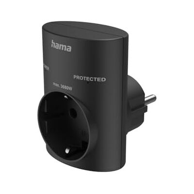 Hama Adapter gniazda wtykowego z ochroną przed przepięciem 16 A, adapter ze stykiem ochronnym typu F, 250 V, 3680 W, lampki kontrolne, zwiększona ochrona przed dotykiem, ochrona telewizora, PC i Hama Adapter gniazda wtykowego z ochroną przed przepięciem 16 A, adapter ze stykiem ochronnym typu F, 250 V, 3680 W, lampki kontrolne, zwiększona ochrona przed dotykiem, ochrona telewizora, PC i