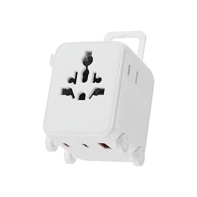 Xoopar Uniwersalny adapter podróżny – kompatybilny z ponad 150 krajami – 2 porty USB-C, 1 x port USB-A do szybkiego ładowania – gniazda US/UK/EU/CA/JP/CH/AUS, kolor biały Xoopar Uniwersalny adapter podróżny – kompatybilny z ponad 150 krajami – 2 porty USB-C, 1 x port USB-A do szybkiego ładowania – gniazda US/UK/EU/CA/JP/CH/AUS, kolor biały