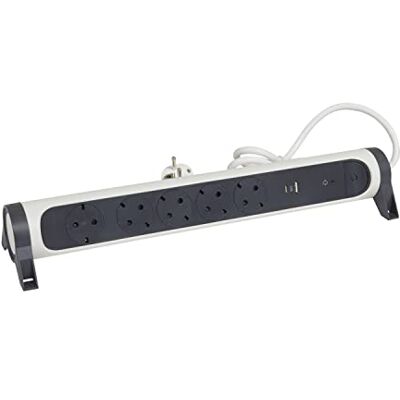 Legrand , 694510 obrotowa listwa zasilająca, 5-krotne gniazdko, złącze USB-A i USB-C, zintegrowana ochrona przed przepięciem ze wskaźnikiem stanu (SPD), kabel 1,5 m, ultra biała/ciemnoszara, 694510 Legrand , 694510 obrotowa listwa zasilająca, 5-krotne gniazdko, złącze USB-A i USB-C, zintegrowana ochrona przed przepięciem ze wskaźnikiem stanu (SPD), kabel 1,5 m, ultra biała/ciemnoszara, 694510