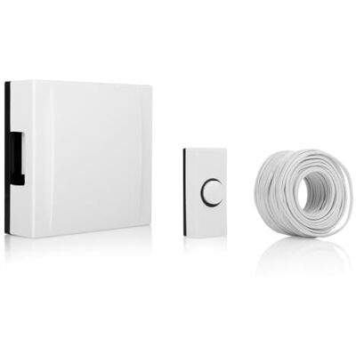 Byron Dzwonek przewodowy guzik, dzwonek i kabel w zestawie 85 dB dzwonek zasilany transformatorem lub baterią (nie wchodzi w zakres dostawy) DBW-24040 Byron Dzwonek przewodowy guzik, dzwonek i kabel w zestawie 85 dB dzwonek zasilany transformatorem lub baterią (nie wchodzi w zakres dostawy) DBW-24040