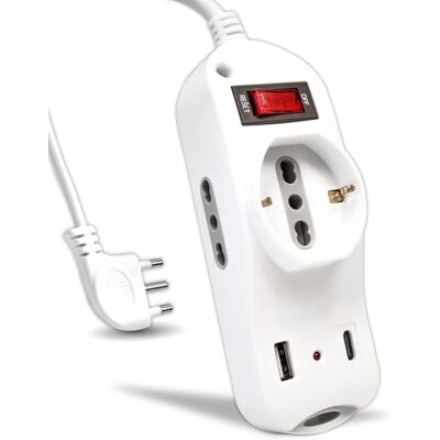 V-TAC Listwa z kablem - 2 gniazda boczne 10/16A - Schuko - USB (1A + 1C) - Biały V-TAC Listwa z kablem - 2 gniazda boczne 10/16A - Schuko - USB (1A + 1C) - Biały