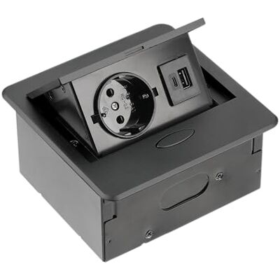 GTV Gniazdo meblowe AVARO, 1 x gniazdko Schuko, USB A+C, długość kabla 1,5 m, kolor czarny, do biur, blatu stołu, kuchni i biura kompaktowe wymiary GTV Gniazdo meblowe AVARO, 1 x gniazdko Schuko, USB A+C, długość kabla 1,5 m, kolor czarny, do biur, blatu stołu, kuchni i biura kompaktowe wymiary