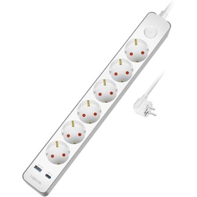 LogiLink LPS288U listwa zasilająca z 6 gniazdami + włącznik/wyłącznik, 6 x CEE 7/3, 1 x USB-A (18 W), 1 x USB-C (20 W), długość kabla: 1,4 m LogiLink LPS288U listwa zasilająca z 6 gniazdami + włącznik/wyłącznik, 6 x CEE 7/3, 1 x USB-A (18 W), 1 x USB-C (20 W), długość kabla: 1,4 m