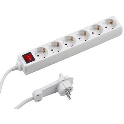 Meister 7430700 Listwa zasilająca z 6 gniazdami, ekstra płaska wtyczka, kabel 2 m, biała, IP20 do wnętrz, podświetlany przełącznik/listwa zasilająca z płaską wtyczką Meister 7430700 Listwa zasilająca z 6 gniazdami, ekstra płaska wtyczka, kabel 2 m, biała, IP20 do wnętrz, podświetlany przełącznik/listwa zasilająca z płaską wtyczką