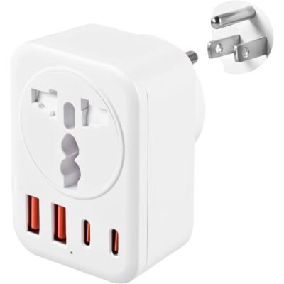 Carehabi Adapter podróżny USA wtyczka US z 2 USB C + 2 USB-A, uniwersalne gniazdo wtykowe gniazdo podróżne, zasilacz sieciowy do Ameryki, Kanady, Tajlandii, Meksyku Carehabi Adapter podróżny USA wtyczka US z 2 USB C + 2 USB-A, uniwersalne gniazdo wtykowe gniazdo podróżne, zasilacz sieciowy do Ameryki, Kanady, Tajlandii, Meksyku