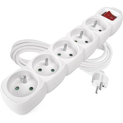 EMOS listwa zasilająca 5 gniazd, 3 m, z wyłącznikiem, gniazda 45°, 250 V 16 A, izolacja PVC 1,5 mm², IP20 do wnętrza, biała EMOS listwa zasilająca 5 gniazd, 3 m, z wyłącznikiem, gniazda 45°, 250 V 16 A, izolacja PVC 1,5 mm², IP20 do wnętrza, biała