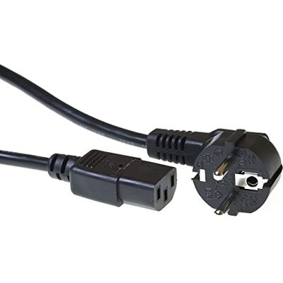 ACT Powercord mains connector CEE7/7 male (angled) C13 black 3.00 m ACT Powercord mains connector CEE7/7 male (angled) C13 black 3.00 m