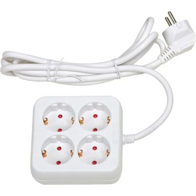 Levitantes 4 gniazda schuko bez przełącznika, 3 m, 3G, 1,5 mm² Biała, podstawa 4-gniazdowa Levitantes 4 gniazda schuko bez przełącznika, 3 m, 3G, 1,5 mm² Biała, podstawa 4-gniazdowa