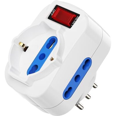 Ewent Potrójny zasilacz z zabezpieczeniem przed przeciążeniem i włącznikiem wł./wył., adapter z gniazda Schuko na wtyczkę 10 A, wtyczka obrotowa 90 stopni, listwa zasilająca 1500 W, biały Ewent Potrójny zasilacz z zabezpieczeniem przed przeciążeniem i włącznikiem wł./wył., adapter z gniazda Schuko na wtyczkę 10 A, wtyczka obrotowa 90 stopni, listwa zasilająca 1500 W, biały