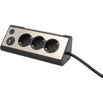 Unitec Narożne gniazdko stołowe z 3 gniazdami, 2 porty USB, przełącznik dotykowy do sterowania zintegrowaną diodą LED, IP20, idealne do kuchni, biura lub warsztatu, front ze stali nierdzewnej 3680 W Unitec Narożne gniazdko stołowe z 3 gniazdami, 2 porty USB, przełącznik dotykowy do sterowania zintegrowaną diodą LED, IP20, idealne do kuchni, biura lub warsztatu, front ze stali nierdzewnej 3680 W
