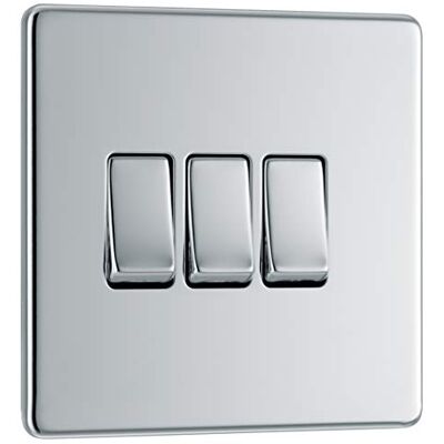 BG Electrical FPC43-01 bezśrubowy płaski przełącznik światła, polerowany chrom, 2-drożny, 16AX BG Electrical FPC43-01 bezśrubowy płaski przełącznik światła, polerowany chrom, 2-drożny, 16AX