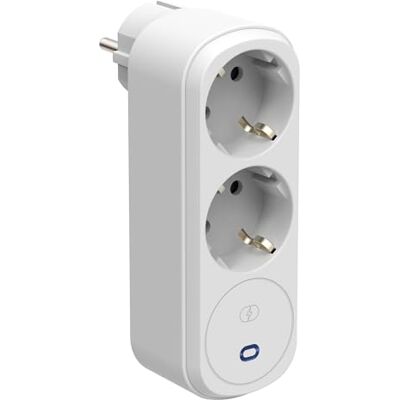 Electraline 55103 Prima podwójny adapter 2 gniazda wtykowe 16 A (2P+A) z uziemieniem przednim, z ochroną przeciwprzepięciową, listwa zasilająca z 2 gniazdami Schuko, kolor biały Electraline 55103 Prima podwójny adapter 2 gniazda wtykowe 16 A (2P+A) z uziemieniem przednim, z ochroną przeciwprzepięciową, listwa zasilająca z 2 gniazdami Schuko, kolor biały