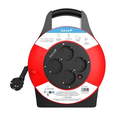 Garza -Domowe 3G Indoor Roller z 4 gniazdami zasilania, ochrona przed przeciążeniem, przegrzaniem i dzieci, bęben elektryczny, 5m roller, wytrzymała obudowa, IP20 Garza -Domowe 3G Indoor Roller z 4 gniazdami zasilania, ochrona przed przeciążeniem, przegrzaniem i dzieci, bęben elektryczny, 5m roller, wytrzymała obudowa, IP20