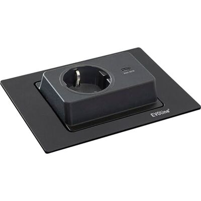 EVOline Spin, 1 szt. gniazdo Schuko, ładowarka USB-C, czarna matowa EVOline Spin, 1 szt. gniazdo Schuko, ładowarka USB-C, czarna matowa