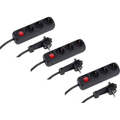 Meister 7430580 Listwa zasilająca z 3 gniazdami bardzo płaskie złącze kabel 2 m czarny wnętrze IP20 włącznik światła/listwa zasilająca/listwa zasilająca/płaska wtyczka Meister 7430580 Listwa zasilająca z 3 gniazdami bardzo płaskie złącze kabel 2 m czarny wnętrze IP20 włącznik światła/listwa zasilająca/listwa zasilająca/płaska wtyczka