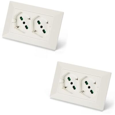 Fanton 42100-B2 zestaw 2 sztuk Uniwersalne gniazdo wpuszczane OPERA/PLA podwójne gniazdo dwufazowe schuko 2P+T 16A wstępnie okablowane do 3-modułowego pudełka Fanton 42100-B2 zestaw 2 sztuk Uniwersalne gniazdo wpuszczane OPERA/PLA podwójne gniazdo dwufazowe schuko 2P+T 16A wstępnie okablowane do 3-modułowego pudełka