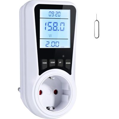 Vinabo Miernik zużycia energii elektrycznej z LCD, licznik energii elektrycznej 16A/3680W, 7 trybów monitorowania, ochrona przed przeciążeniem, gniazdo zużycia energii Vinabo Miernik zużycia energii elektrycznej z LCD, licznik energii elektrycznej 16A/3680W, 7 trybów monitorowania, ochrona przed przeciążeniem, gniazdo zużycia energii