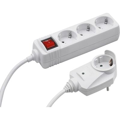 Meister Listwa zasilająca z 3 gniazdami, z dodatkową wtyczką, kabel 2 m, biała, IP20 do wnętrz, przełącznik/Powersplit/listwa zasilająca z ochroną przed przepięciem/gniazdo wielokrotne, Tido 3-drożny Meister Listwa zasilająca z 3 gniazdami, z dodatkową wtyczką, kabel 2 m, biała, IP20 do wnętrz, przełącznik/Powersplit/listwa zasilająca z ochroną przed przepięciem/gniazdo wielokrotne, Tido 3-drożny