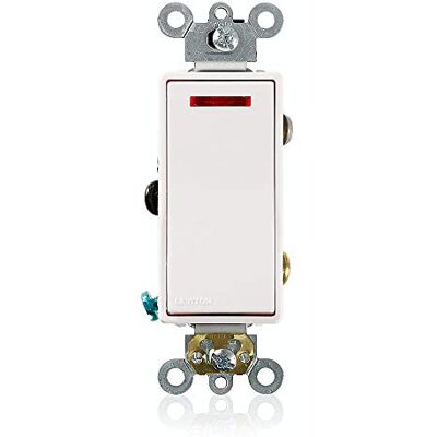 Leviton , 5628-2 W, przełącznik kontrolny pilota, 20 A, 120 V, dekoracyjny, podświetlany po włączeniu wyłącznika, neutralny jednobiegunowy wyłącznik awaryjny, klasa handlowa, automatyczne uziemienie Leviton , 5628-2 W, przełącznik kontrolny pilota, 20 A, 120 V, dekoracyjny, podświetlany po włączeniu wyłącznika, neutralny jednobiegunowy wyłącznik awaryjny, klasa handlowa, automatyczne uziemienie