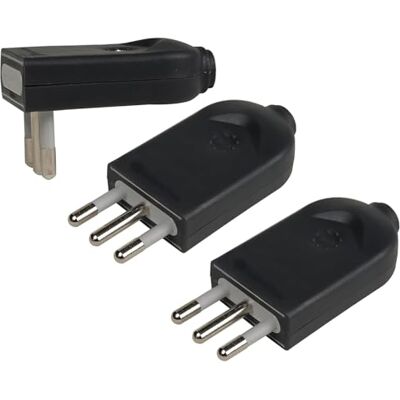 Electraline 92430 Opakowanie 3 Wtyczki Orientalne, 10A 2P+T, pozwala na montaż w miejscu stamdardowym lub narożnym Electraline 92430 Opakowanie 3 Wtyczki Orientalne, 10A 2P+T, pozwala na montaż w miejscu stamdardowym lub narożnym