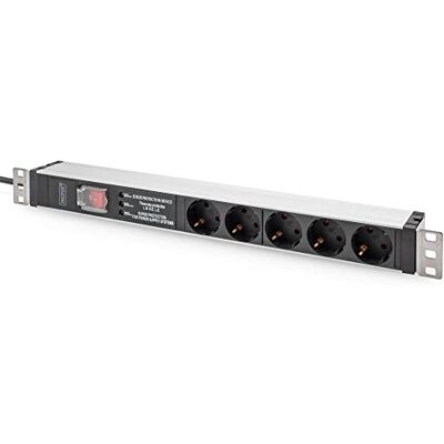 Digitus Listwa zasilająca 19" – 5 gniazd – 1U – z filtrem sieciowym, zabezpieczeniem przeciwprzepięciowym, wyłącznikiem – 230 V AC 50/60 Hz – 16 A – 3600 W – do szaf sieciowych i serwerowych 19” Digitus Listwa zasilająca 19" – 5 gniazd – 1U – z filtrem sieciowym, zabezpieczeniem przeciwprzepięciowym, wyłącznikiem – 230 V AC 50/60 Hz – 16 A – 3600 W – do szaf sieciowych i serwerowych 19”