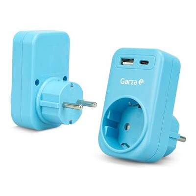 Garza Adapter wtykowy 3 w 1 z 1 gniazdem Schuko + 1 USB-A QC3.0 + 1 USB-C PD20W, szybkie ładowanie 20 W, ochrona dzieci, 3680 W, przenośny i bezpieczny Garza Adapter wtykowy 3 w 1 z 1 gniazdem Schuko + 1 USB-A QC3.0 + 1 USB-C PD20W, szybkie ładowanie 20 W, ochrona dzieci, 3680 W, przenośny i bezpieczny
