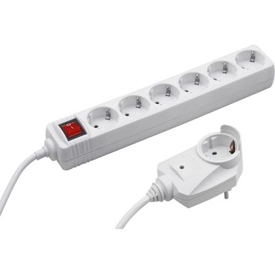 Meister Listwa zasilająca z 6 gniazdami, z dodatkową wtyczką, kabel 2 m, biała, IP20 do wnętrz, przełącznik/Powersplit/listwa zasilająca z ochroną przed przepięciem/gniazdo wielokrotne, Tido 6-drożny Meister Listwa zasilająca z 6 gniazdami, z dodatkową wtyczką, kabel 2 m, biała, IP20 do wnętrz, przełącznik/Powersplit/listwa zasilająca z ochroną przed przepięciem/gniazdo wielokrotne, Tido 6-drożny