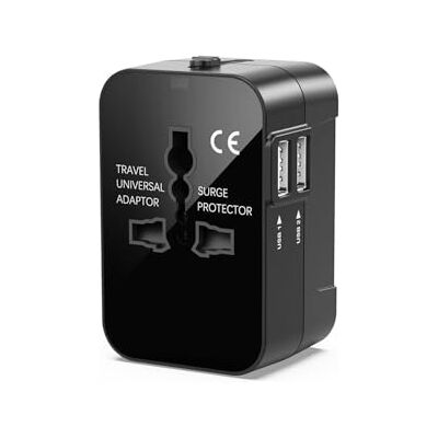 WatioWave Uniwersalny adapter podróżny z 2 portami USB, idealny do ładowania wielu urządzeń w dowolnym miejscu na świecie. Idealny dla osób często podróżujących. WatioWave Uniwersalny adapter podróżny z 2 portami USB, idealny do ładowania wielu urządzeń w dowolnym miejscu na świecie. Idealny dla osób często podróżujących.