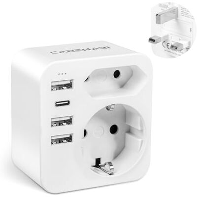 Carehabi Adapter podróżny UK Adapter Anglia Niemcy wtyczka z 2 USB -C + 2 USB-A, adapter do gniazdka, wtyczka podróżna, adapter prądu do Irlandii, Wielkiej Brytanii Carehabi Adapter podróżny UK Adapter Anglia Niemcy wtyczka z 2 USB -C + 2 USB-A, adapter do gniazdka, wtyczka podróżna, adapter prądu do Irlandii, Wielkiej Brytanii