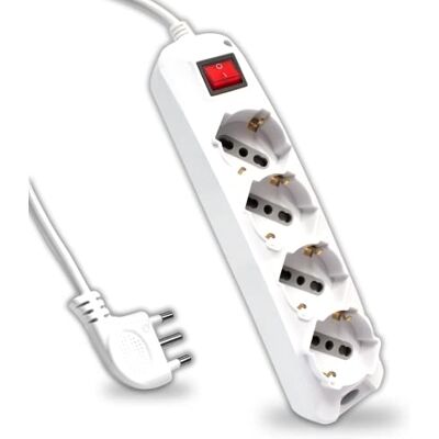 V-TAC Gniazdko elektryczne z przełącznikiem i kablem o długości 1,5 metra, 4 gniazda 10/16 A, dwufazowe + wtyczka Schuko 16 A, gniazdo elektryczne do domu, biura, sklepu, kolor biały V-TAC Gniazdko elektryczne z przełącznikiem i kablem o długości 1,5 metra, 4 gniazda 10/16 A, dwufazowe + wtyczka Schuko 16 A, gniazdo elektryczne do domu, biura, sklepu, kolor biały