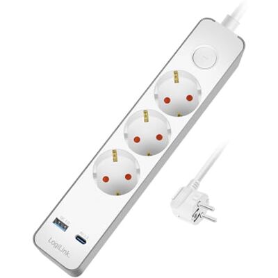 LogiLink LPS287U listwa zasilająca z 3 gniazdami + włącznik/wyłącznik, 3 X CEE 7/3, 1 x USB-A (18 W), 1 x USB-C (20 W), długość kabla: 1,4 m LogiLink LPS287U listwa zasilająca z 3 gniazdami + włącznik/wyłącznik, 3 X CEE 7/3, 1 x USB-A (18 W), 1 x USB-C (20 W), długość kabla: 1,4 m