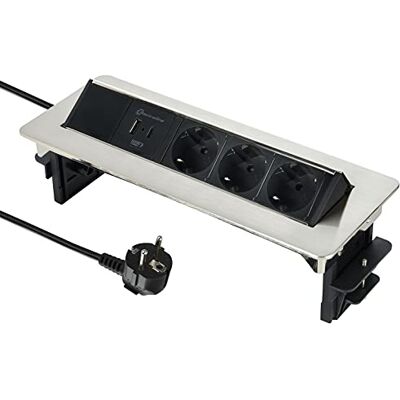 ELECTRALINE 62570 Rozgałęziacz wysuwany - Biurko, 3 Schuko + 2 USB ELECTRALINE 62570 Rozgałęziacz wysuwany - Biurko, 3 Schuko + 2 USB