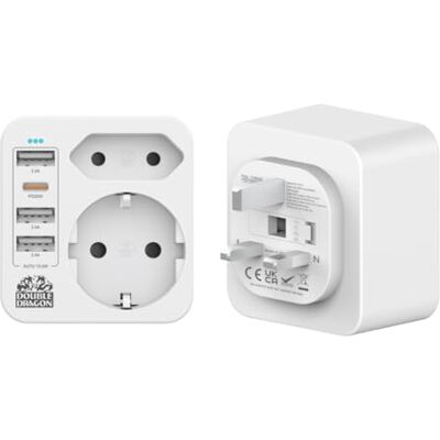 Dragon adapter podróżny z szybkim ładowaniem 20 W 5 w 1 z Francji do Wielkiej Brytanii 3 porty USB-A i 1 port USB C konwersja wtyczki 2-pinowej UE do użytku w Wielkiej Brytanii, Irlandii, Dragon adapter podróżny z szybkim ładowaniem 20 W 5 w 1 z Francji do Wielkiej Brytanii 3 porty USB-A i 1 port USB C konwersja wtyczki 2-pinowej UE do użytku w Wielkiej Brytanii, Irlandii,
