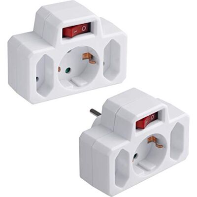 Meister Wtyczka pośrednia 3-krotna 2 sztuki w zestawie z gniazdem Euro i Schuko podświetlany włącznik biały IP20 do wnętrz energooszczędne zastosowanie/adapter wtykowy/wtyczka euro / Meister Wtyczka pośrednia 3-krotna 2 sztuki w zestawie z gniazdem Euro i Schuko podświetlany włącznik biały IP20 do wnętrz energooszczędne zastosowanie/adapter wtykowy/wtyczka euro /