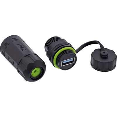 InLine Złącze kabla USB-A, krótkie, wodoszczelność IP68, ekranowane, gniazdo USB-A do gniazda, dane 5 Gb/s i prąd 5 V/2 A, przedłużacz USB do użytku na zewnątrz i technologii, 69927Q InLine Złącze kabla USB-A, krótkie, wodoszczelność IP68, ekranowane, gniazdo USB-A do gniazda, dane 5 Gb/s i prąd 5 V/2 A, przedłużacz USB do użytku na zewnątrz i technologii, 69927Q
