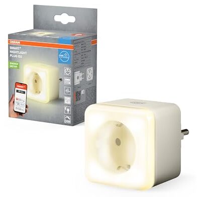 OSRAM Gniazdo SMART+ WIFI EU z lampką nocną w kolorze białym, stopień ochrony IP20, do integracji urządzeń z inteligentnym domem i bezpieczeństwem OSRAM Gniazdo SMART+ WIFI EU z lampką nocną w kolorze białym, stopień ochrony IP20, do integracji urządzeń z inteligentnym domem i bezpieczeństwem
