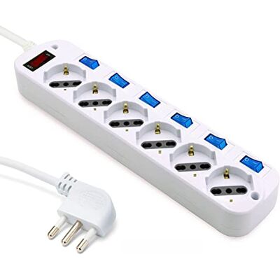 Velamp 6-osobowy elektryczny wtyk zasilający 10/16A Bipasso Schuko Velamp 6-osobowy elektryczny wtyk zasilający 10/16A Bipasso Schuko